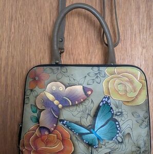 NWOT Anuschka Genuine Leather Purse Handbag.  Hand Painted & Signed.  Never Used